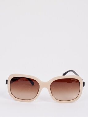 CHANEL 5280-Q Beige Sunglasses with Black Bow